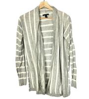Tommy Hilfiger Light Gray Stripe Open Front Cardigan Sweater S