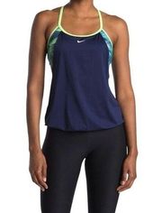 Nike Navy Pixel Wave Layered Tankini Top Size XS NEW