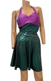 adult 2 piece metallic mermaid  one piece swimsuit cover up skirt SW 4808