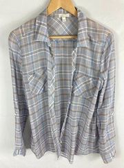 Joie Soft Womans Plaid Lightweight Button Down Shirt Size Medium