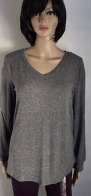 Grey Slit Sleeves Top