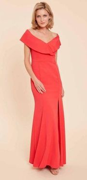 JAY GODFREY Women's Sz 4 Lined Stella Maxi Party Dress Stretch Solid Red *FLAWS