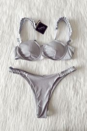 NWT  Lilac Ruffle Bikini Set