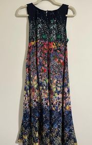 MAEVE Anthropologie larkspur floral 100% silk sleeveless dress size 6