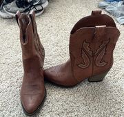 Mia Brown half calf/ankle cowgirl boot