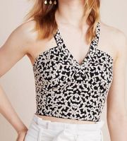 Black Embroidered Amber Cropped Halter Tank