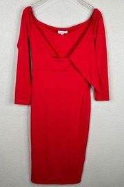 Privacy Please Lindsay Bodycon Dress Small Scarlet Red Midi Cutout Jersey