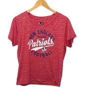 NFL Team Apparel Womens New England Patriots Space Dye T-Shirt Red Size Large