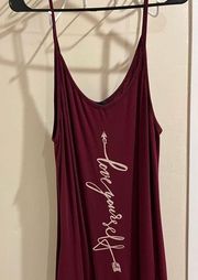 Zenobia Red Spaghetti Strap Maxi Dress With “Love Yourself” Print. Size 1X