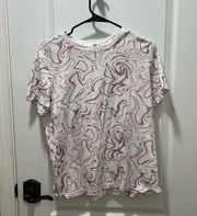 Pink and White Swirl Graphic T Shirt Size XL