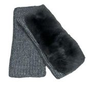 Yves Salomon Cashmere-Wool Knit w/ Rabbit Fur Fingerless Gloves