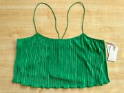 Plisse Bungee Strap Crop Top in Summer Green - Size 5/6  2X/3X NWT