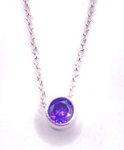 NWT Silver tone dainty purple crystal necklace