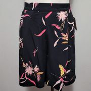 14th & Union black tropical floral high waist shorts size xl