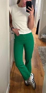 NWT Topshop Green straight leg kort jeans size 26x30!