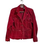 Bill Blass Cranberry Corduroy 3 Button Vintage Blazer Sz L