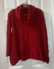 Jeanne Pierre Red Knit Cowl Neck Pullover Sweater Small