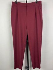 & Other Stories Burgundy Red Tapered Ankle Zip Pleated Wool Blend Pants