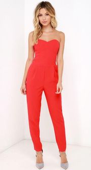 Red Strapless Jumpsuit SIZE XS