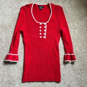 August Silk Red Ribbed Fitted Top  Size Large