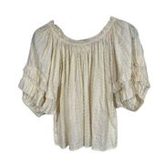 Puff Sleeve Ruffled Off The Shoulder Swiss Dot Peasant Blouse Top