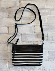 Black & white striped crossbody bag