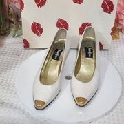 NEIMAN Marcus Women’s Gold & White Heel Shoes Size 7