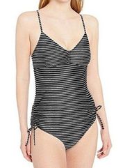 New  Moorae Striped One Piece Bathing Suit Swimsuit Swimwear Small