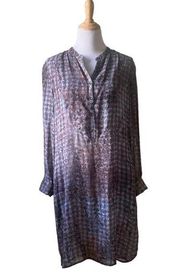 Peruvian Connection Sheer Shirt Dress Impressions of Fall Leaves Size 12