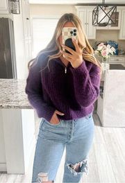 Ba&sh alpaca purple quarter zip sweater