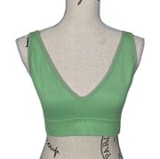 WeWoreWhat Danielle Bernstein V Neck Bra Top Green Large