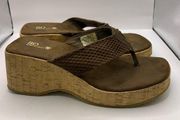 Vintage Y2K SO size 9 platform sandals brown and beige 90s