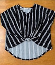 Lavender Field Black & White Striped Tee Blouse , Size L