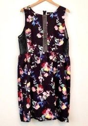 SUZANNE BETRO Plus Size Black Blue Pink Red Crochet Floral Fit Flare Work Dress