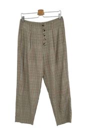 Frank And Oak Alice Straight Plaid Trousers Pants Brown Tan Size 10