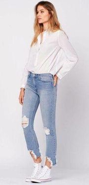 Black Orchid Brooke High Waisted Straight Crop Chewed Hem Jeans 28/6