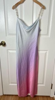 Cami NYC  Shallon Stretch Silk Slip Dress L Candy Ombré