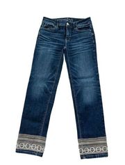 WHITE HOUSE BLACK MARKET WHBM Beaded Denim Straight Leg Jeans Size 0 128/45 cons