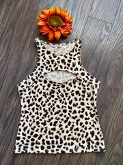 EXPRESS ONE ELEVEN Animal Print Key Hole Tank Top | MEDIUM |