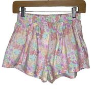 For Love & Lemons Kennedy Poplin Floral Shorts Pastel Cotton Short, size XS