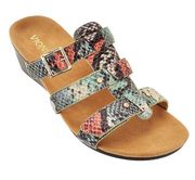 Vionic Green&Orange Snake Print Radia Wedge Sandals Sz.9