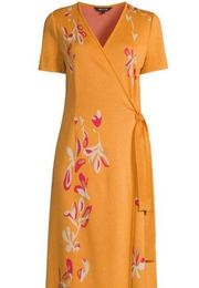 Floral Embroidery Wrap Knit Dress