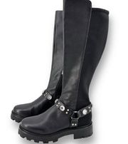 Karl Lagerfeld Milla Rhinestone Embellished Tall Chunky Lug Sole Boots Sz 9.5