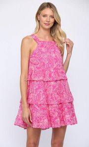 Fate Pink Paisley Ruffle Tiered Swing Dress Boutique