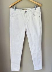 Democracy Jeans Womens 10 White Mid Rise Ankle Skinny Ab Technology Denim