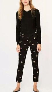 TORY BURCH Brindle Black Floral Embroidered Denim Jeans Pants Size‎ 30