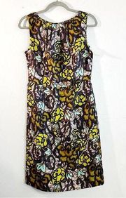 Milly Dress Floral 100% Silk Sheath Dress Sz 6 NWT Retro 60s Look Classic Shape