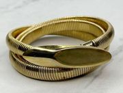 Vintage Gold Tone Oval Buckle Coil Stretch Cinch Belt Size XS Small S