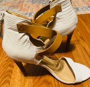 “Macee” White Leather Ankle Strap Heels Women’s 7 1/2