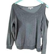 Revolve Young, Fabulous & Broke Gray Jacee Top Medium Velour French Terry NEW